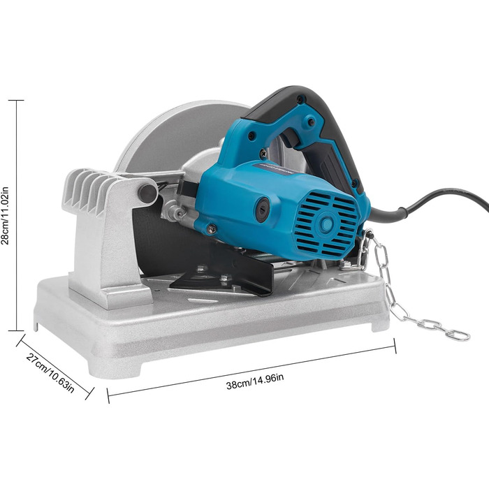 Верстат для різання міді та алюмінію з мідним двигуном, регульований кут різання Комбінована пила з діаметром пильного диска 7,3 дюйма, 5200 об/хв Пила для різання металу Циркулярна настільна пила (синя)