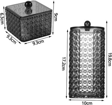 Дозатор ватних дисків Pamtns 2 шт. и Тримач для ватних паличок Зберігання ватних паличок з кришкою Тримач ватних дисків Пластикова банка для зберігання Органайзер для ватних дисків Ванна кімната