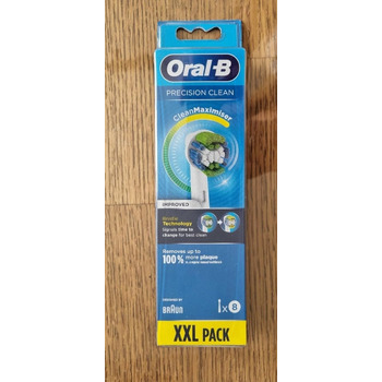 Електрична зубна щітка Oral-B Pro Precision Clean, X-подібна форма та кутова щетина для більш глибокого видалення нальоту, 8 насадок для зубних щіток, біла біла 8 шт. (1 упаковка)