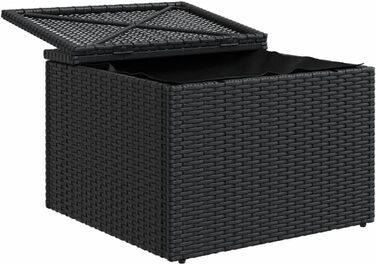 Садовий табурет з подушкою чорний 55x55x37 см Poly Rattan,366003