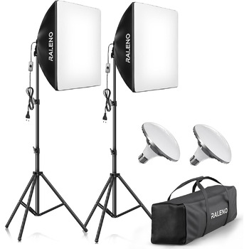 Вт LED Softbox Photo Studio Set, 50 x 50 см Photo Light з лампочкою 5500 K і штативом для портретної зйомки, потокової передачі ігор, відеозйомки YouTube Модель PS70, 2 шт., 50