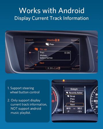 Адаптер Airdual Bluetooth 5.0, сумісний з музичним інтерфейсом Audi MMI 3G, Audi Symphony, Audi Concert, VW MDI, Mercedes Media Interface 2009-2020 рік Audi MMI3G/Audi Symphony Concert/VW