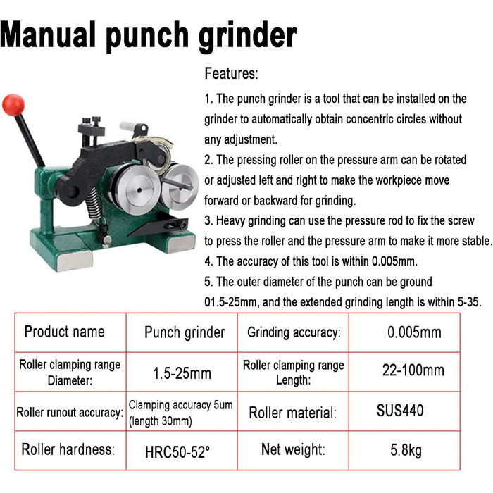 Шліфувальний верстат для пуансонів, 1,5-25 мм, точність 0,005 мм, точність затиску 5 мкм, економія часу та зусиль - ручний шліфувальний інструмент для пуансонів та формувальний верстат