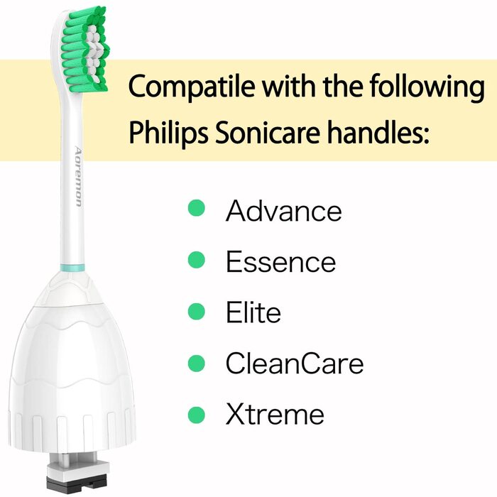 Змінні насадки для зубних щіток Aoremon для Philips Sonicare E-Series HX7022/66, 6 шт. , підходять для електричної зубної щітки Sonicare Essence, Xtreme, Elite, Advance і CleanCare з гігієнічним ковпачком