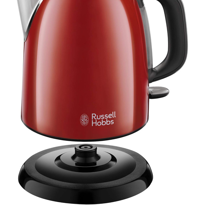 Чайник Russell Hobbs малий 1,0 л Кольори Нержавіюча сталь Червоний (2400 Вт, функція приготування під тиском, знімний фільтр від накипу, зовнішній індикатор рівня води, маленький туристичний чайник) Чайник 24992-70