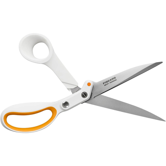 Універсальні ножиці Fiskars Razor Edge, довжина 21 см, лезо з нержавіючої сталі/пластикові ручки, білий/помаранчевий, підсилювач, 1005223 (універсальні ножиці 24 см НОВИНКА)