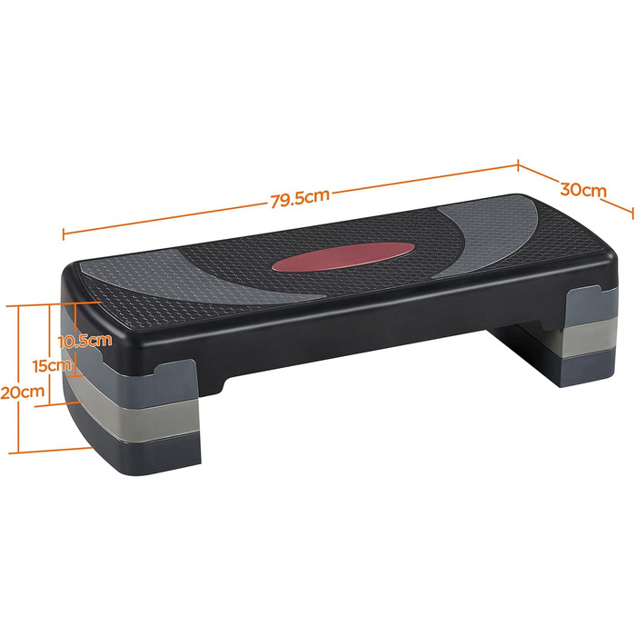 Стьобана дошка Yaheetech Фітнес-аеробний степпер з регульованою висотою степ-лавкою з 3 рівнями (10/15/20 см) нековзне тренажерне обладнання для офісу та дому сірий