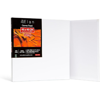 Полотно Elan Thin 40x40, 6-PACK 100 бавовняне полотно для малювання велике, малярський картон для акрилових фарб, дошка для малювання акрил, полотно художника велике, полотно для живопису біле, малярські дошки для розпису 40х40 см