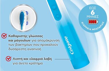 Зубна щітка на батарейках Colgate 360 м&39яка - змінна насадка для щітки - батарейки в комплекті