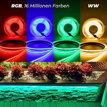 Інтелектуальна світлодіодна стрічка WIFI COB RGB 576 світлодіодів/м 5760світлодіодів Світлодіодна стрічка 24 В працює з Google Home Assistant/Alexaz, деформована світлодіодна стрічка з можливістю затемнення з пультом дистанційного керування WiFi (5 м Rgbw