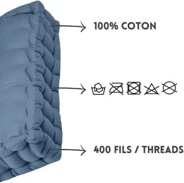 Подушка в підлогу - розмір 45 х 45 х 10 см - 100 бавовна - колір синій - модель Оксфорд - бавовна атлас - виняткова якість - зручне сидіння - м'яке та елегантне