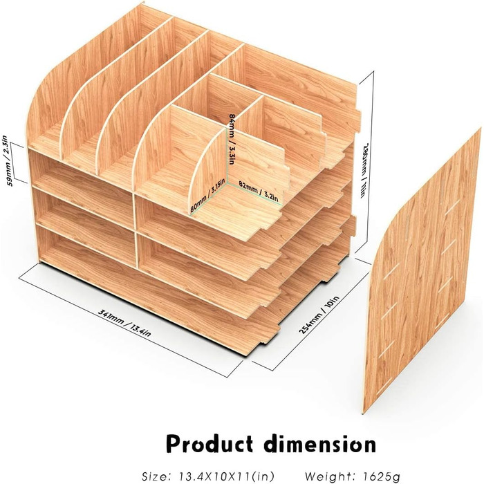 Лоток для документів Lesfit Wood, офісний органайзер для файлів, паперу, документів (настільний органайзер)