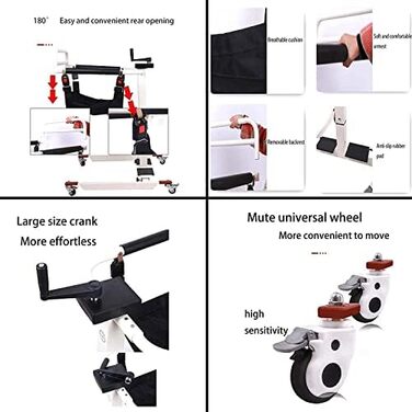 Підйомник для пацієнта додому, Підйомник для пацієнта додому, Сталевий підйомник для перенесення пацієнтів Tranair з подушкою та сидінням для унітазу, Приліжкове крісло, Повітря у ванній кімнаті для людей похилого віку з обмеженими можливостями, 3