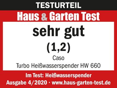 Диспенсер гарячої води CASO HW 660 - гаряча вода за кілька секунд, економить до 50 енергії в порівнянні з чайниками, 8 кількостей, підходить для дитячого харчування, вбудоване нагадування про видалення накипу одинарне нагадування