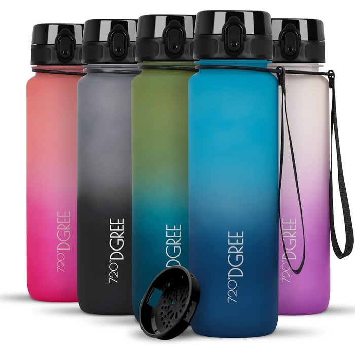 Пляшка для води 720DGREE 1л Sport 'uberBottle softTouch Sieb - Без BPA - Пляшка для води для універі, роботи, фітнесу, велосипеда, активного відпочинку, роботи - спортивна пляшка з тритану - легка, ударостійка, багаторазова (1000 мл, 31 небесно-блакитний 