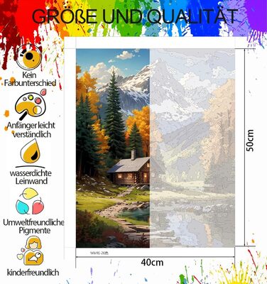 Пейзажний олійний живопис Paint by numbers - набір для рукоділля з акрилової фарби на полотні, набір для початківців Paint by numbers для дорослих - 40 X 50 см Подарунковий пакет