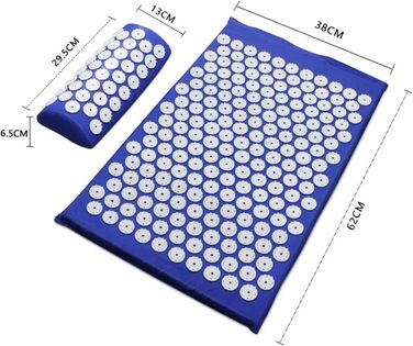 Масажна подушка DUnLap 62*38см Масажна подушка Масажний килимок Точковий масаж Полегшення болю в спині Килимок з шипами Акупунктура Килимок для йоги/подушка Масажна подушка (Розмір Синій)