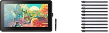 Планшет Wacom Cintiq 16 Creative Pen Display Tablet (для ескізів, ілюстрацій і малювання безпосередньо на екрані, з дисплеєм Full HD (1 920 x 1 080), підходить для Windows і Mac), чорний (22 дюйми, набір з 10 стандартних наконечників)