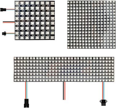 Гнучкий 16x16 піксельний панельний матричний екран WS2815 Світлодіодний модуль WS2812 Індивідуально адресована стрічка 5 В 12 В (8X32, 5 В Ws2812b IC), 2812B RGBIC