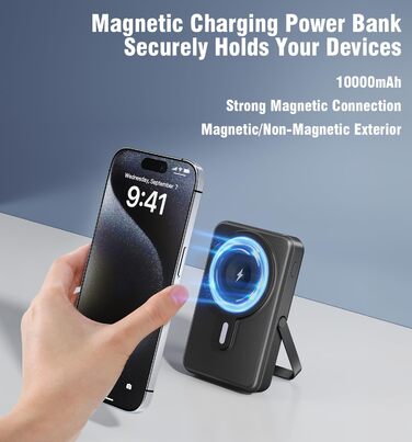 3in1 Powerbank iPhone for Magsafe Mobile Power Bank 10000 mAh PD22.5 W QuickCharge for Magsafe Powerbank with Foldable LED Display for iPhone 8-16 for Apple Watch for Airpod Watch, 3in1 Powerbank iPhone for Magsafe Mobile Power Bank 10000 mAh PD22.5 W Qui