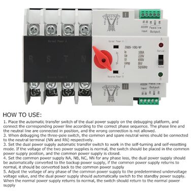 Автоматичний перемикач подвійної потужності Автоматичний перемикач передачі ZGQ5-100/4P 220V Перемикач подвійного генератора потужності Електронний автоматичний вимикач Перемикач передачі