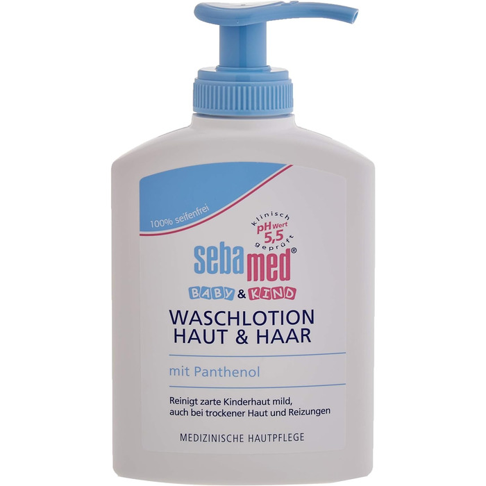 Шампунь для шкіри та волосся Sebamed Baby and Child Wash Lotion 3 упаковки, м'яко очищає ніжну дитячу шкіру, навіть при сухості та подразненні, шампунь і гель для душу, 200 мл (3 шт. в упаковці) 3 упаковки, 3 x 200 мл