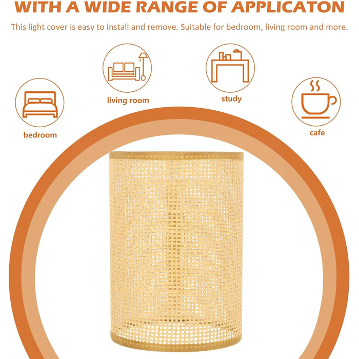 Заміна абажура з ротанга з ротанга E27-E14 Абажур з натурального плетеного циліндра Світловий чохол для люстри Настільний стіл Лампи ука
