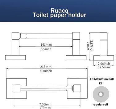 Тримач для рулонів туалетного паперу Ruacq, бронза з масляним покриттям, тримач для рулонів туалетного паперу, настінний кронштейн, подвійна стійка, поворотний, квадратний, тримач для рулонів туалетного паперу, нержавіюча сталь Бронза з масляним покриттям