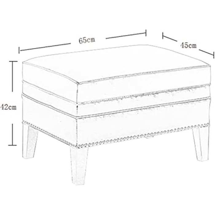 Прямокутна лавка для зберігання великої місткості з дерев'яними ніжками, зручна підставка для ніг для ліжка, лавка, вхідна зона, коричневий, 65x40x42см, коричневий, 65x40x42см(26x16x17дюйм)