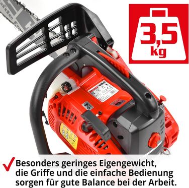 Бензинова бензопила HECHT - об'єм 25,4 см - шина 30 см - зворотне гальмо - ланцюг - змащення ланцюга - швидкість різання 12 м/с - Невелика моторна бензопила для розпилювання деревини в саду та лісі