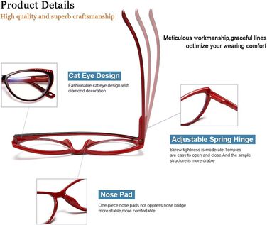 Окуляри для читання EYEURL 3 Pack Окуляри для читання CatEye Блокатор синього світла для жінок Окуляри для читання Окуляри для візуального посібника Посібник для читання для жінок Чоловіки з пружинним шарніром 3 шт. и 2.75 x