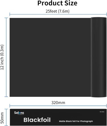 Рулони Selens Matte Cinefoil 30,48 см x 7,62 м, чорна алюмінієва фольга для формування фотографії Світло для маскування витоків світла