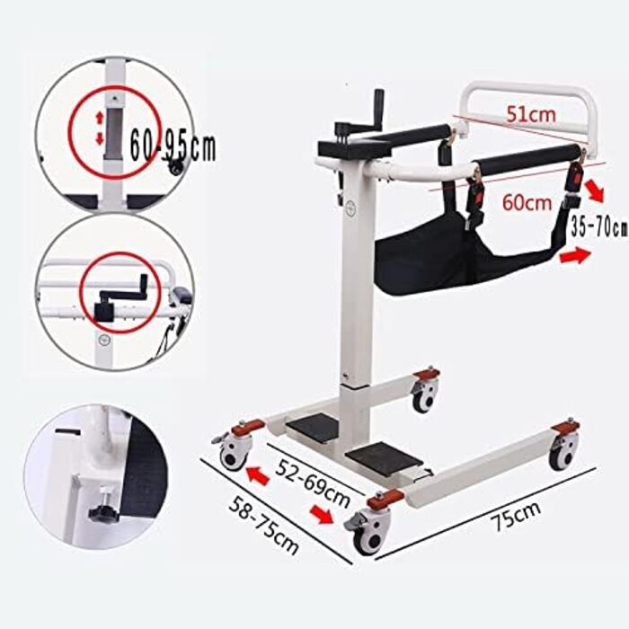 Інвалідний візок для пацієнта з підйомом для дому, Транспортний інвалідний візок для запобігання падінню, Приліжкова тумбочка Туалетний стілець для душу з подушкою, Медичний підйомник для перенесення сидіння унітазу для інвалідів похилого віку Sen