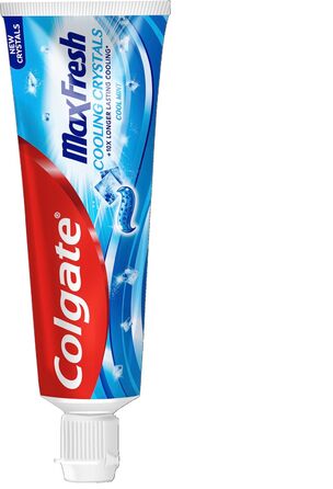 Зубна паста Colgate Max Fresh Cooling Crystals 12x75 мл ефективне чищення зубів для тривалої свіжості та чистого відчуття в роті зберігає зуби білими та бореться з карієсом 75 мл (12 упаковок)