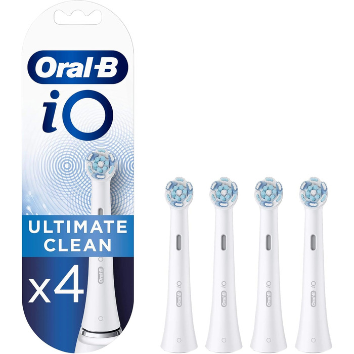 Електрична зубна щітка Oral-B iO Series 4, матова чорна/досить біла та щітки для чищення iO Ultimate, Ultimate Tooth Cleaning з технологією iO, для зубних щіток Oral-B, 4 шт. и