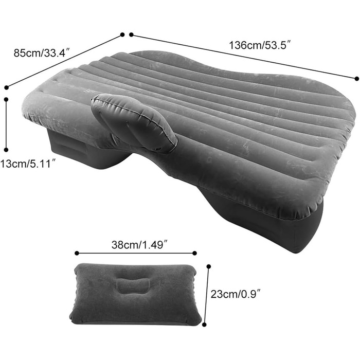Автомобільний матрац WOLWES Надувне ліжко для автомобіля, надувний надувний матрац для дому, універсальні автомобілі, позашляховик, подорожі на свіжому повітрі, кемпінг, килимок для сну, автомобільне надувне ліжко (сірий)