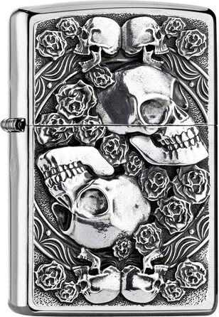 Запальничка Череп і троянди ROSES-200-Zippo Колекція 2019-2005891-49.95 , хром, срібло, малий