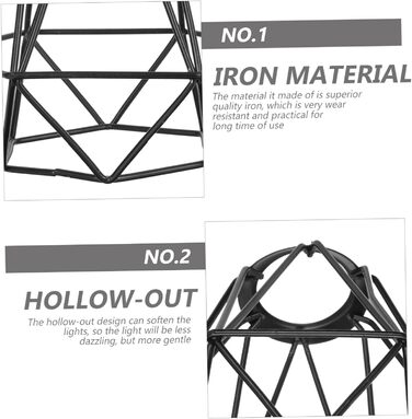 И Ротанговий абажур Плетений металевий абажур Залізний кронштейн Ротанговий абажур Лампа з залізного дроту Лампа в клітку 14x13смx3 шт. Чорнийx3 шт., 3 шт.