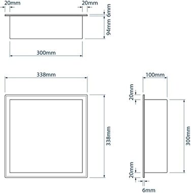 Настінна ніша з нержавіючої сталі BERNSTEIN BS303010-30 x 30 x 10 см - Поличка для душової кабіни для ванного приладдя - Гнучка установка - Доступна в чорному, білому та нержавіючому виконанні, колір чорний