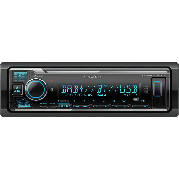 Автомобільна радіостанція Kenwood KMM-BT508DAB 1-DIN підходить для вантажівки/вантажівки/автобуса/24 вольта/24 В - Mediadox