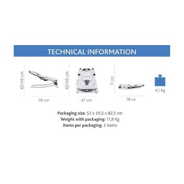 Повітряна куля Chicco Infant & Baby Bouncer 0 місяців - 18 кг, функція гойдалки та крісла, регульована спинка, компактне закриття, вібрація, інтерактивна електронна іграшка, світло та звук Foxy