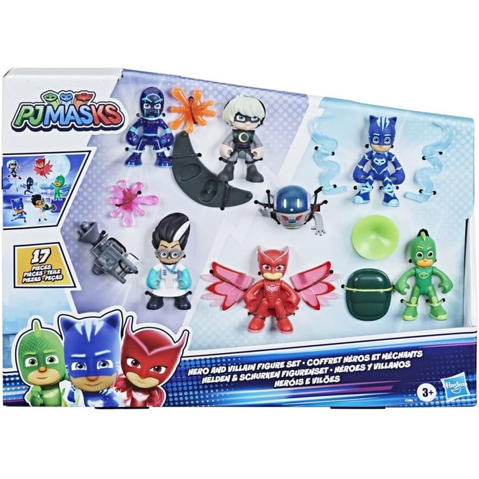 Набір фігурок PJ Masks Герої та лиходії, дошкільна іграшка, 7 фігурок з 10 аксесуарами, від 3 років, F2096