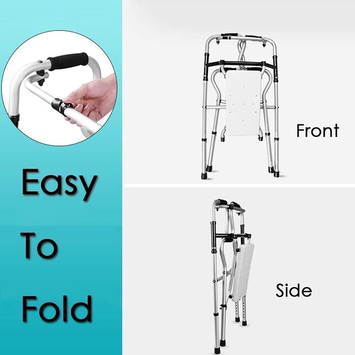 Ходунки, компактні розбірні ходунки з сидінням, стандартні ходунки для людей похилого віку, регулюються по висоті, легка вага, підтримують ходунки до 200 фунтів