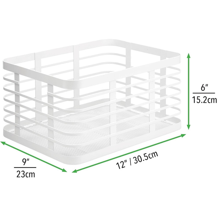 Набір mDesign з 6 універсальних кошиків для всього дому Металевий кошик для зберігання для кухні, комори, ванної кімнати тощо Компактний та універсальний дротяний кошик Біла упаковка з 6 білих