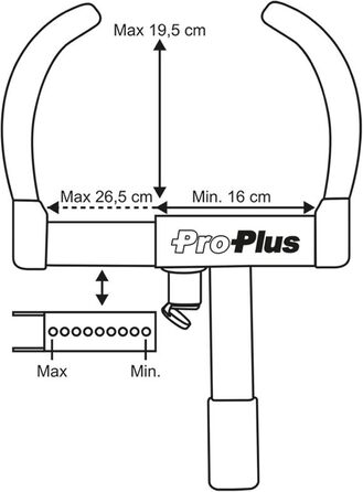 Універсальний затискач для коліс PRO PLUS з 2 ключами Safety Lock max 265 мм Шина для автомобіля, будинків на колесах, каравану та причепа