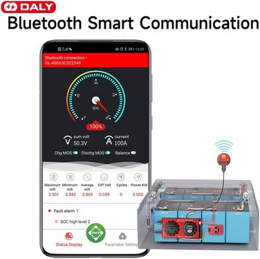 Паралельний модуль DALY BMS 1 A з вентилятором Smart BMS LiFePo4 8S 24 В 250 А та портом CAN, Smart BMS Bluetooth ключ для літієвих акумуляторів 3,2 В, інвертор, ДБЖ та домашня система зберігання (Li-ion 14S 48V CAN BT, 150AParallel Module1A)