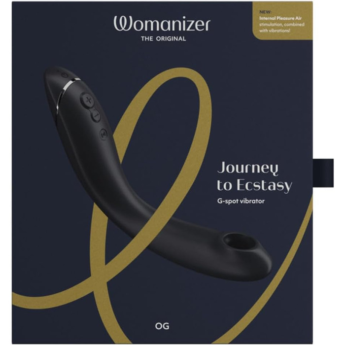 Вібратор точки G Womanizer OG - Стимулятор точки G Pleasure Air для неї - Вібратор точки G і клітора - водонепроникна кліторальна присоска з вібраціями для жінок і пар - Баклажан (Og Dark Gray)