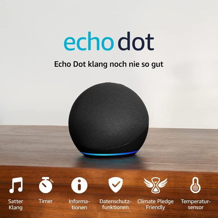 Сертифікований відремонтований Echo Dot (5-е покоління, 2022) Розумний динамік Bluetooth із Alexa антрацит