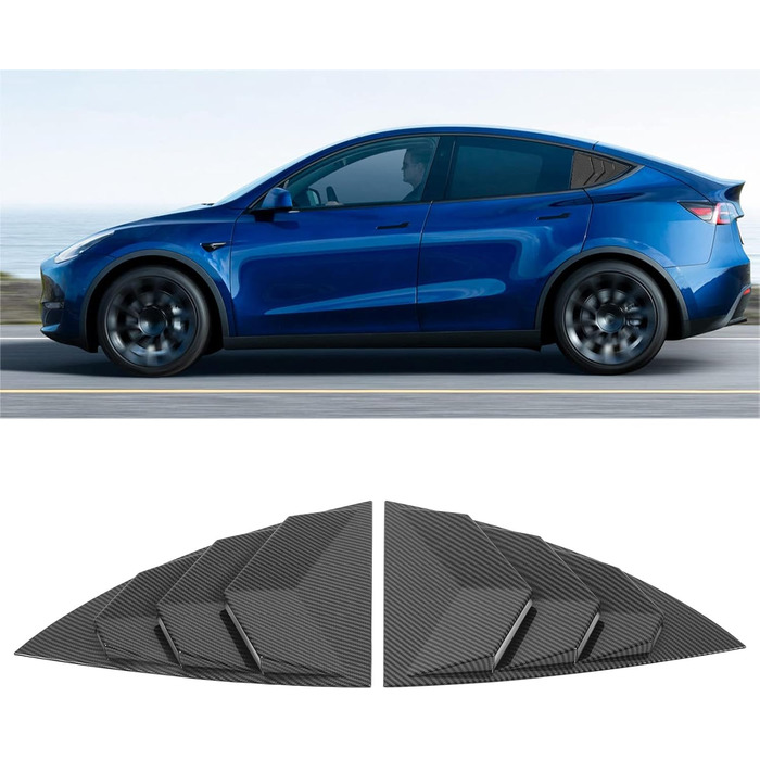 Спойлер бічних вікон для Model Y, Тіньова кришка Triangle Splitter з гладкою поверхнею, Розгалужувач бічних віконних ламелей для моделі Y 2021-2023, 2 шт.