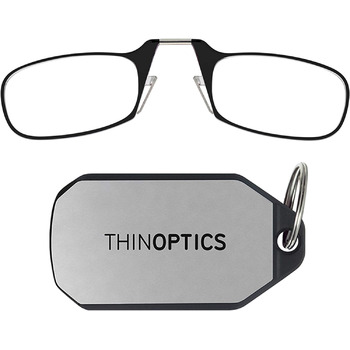 Окуляри для читання ThinOptics срібний брелок Чорна рамка, 2.00 діоптрій